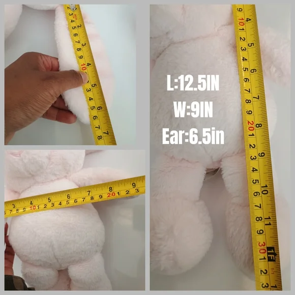 KellyToy K Luxe Baby Bunny Plush Rattle Crinkle Ears Stuffed Animal Sewn Eyes - Picture 8 of 8